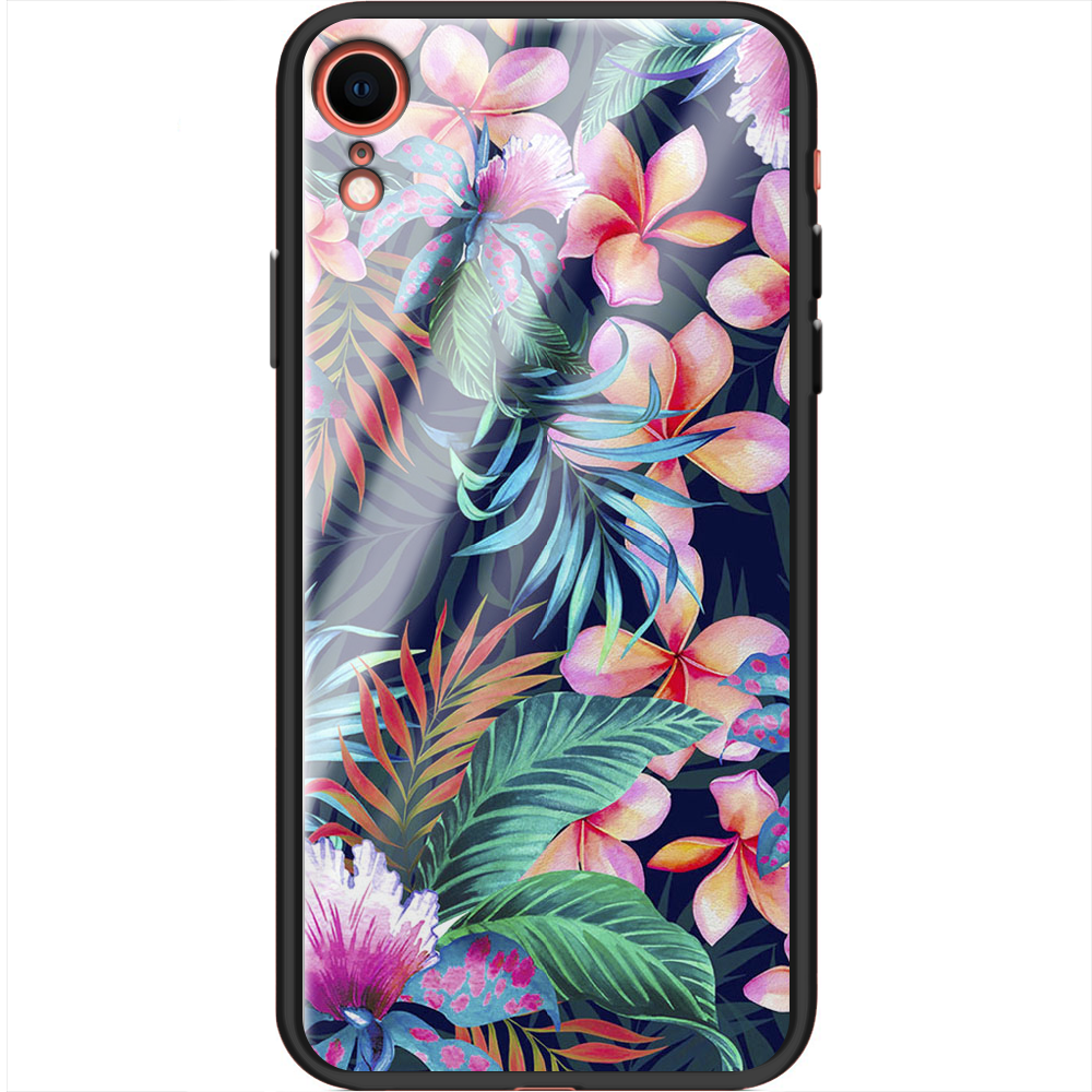 Чехол Boxface iPhone XR flowers in the tropics Черный силикон со стеклом (35417-up1971-37736)
