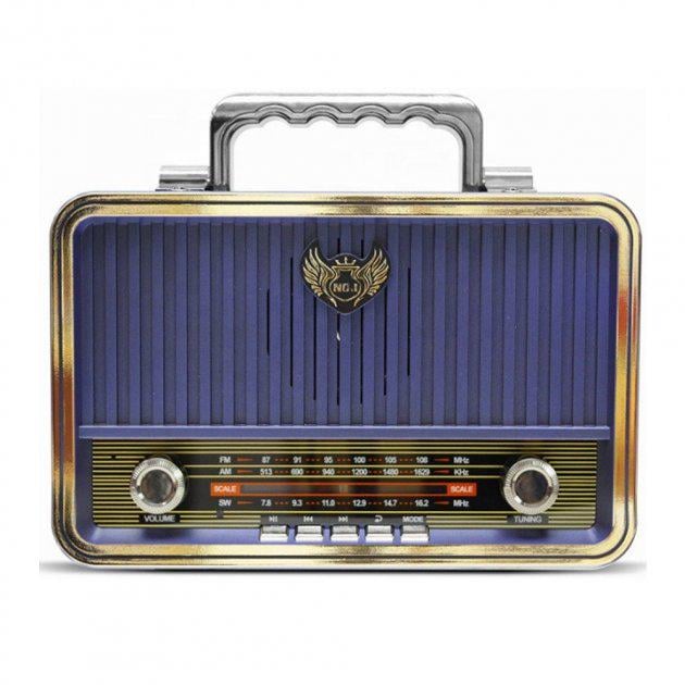 Радиоприемник Kemai Retro MD-1907 Bт Bluetooth с пультом Синий