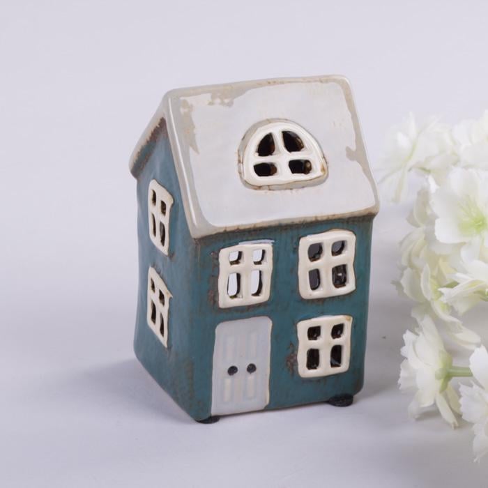 Домик-подсвечник Голландский Лазурно-серый (1492)