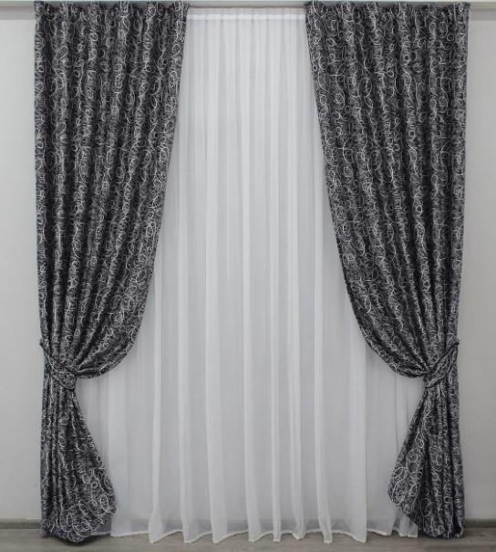 Шторы в гостиную/спальню Жаклин двухсторонний блекаут 1,5х2,7 м 2 шт. Черный (670ш) Шторы в гостиную/спальню Жаклин двухсторонний блекаут 1,5х2,7 м 2 шт. Черный (670ш)