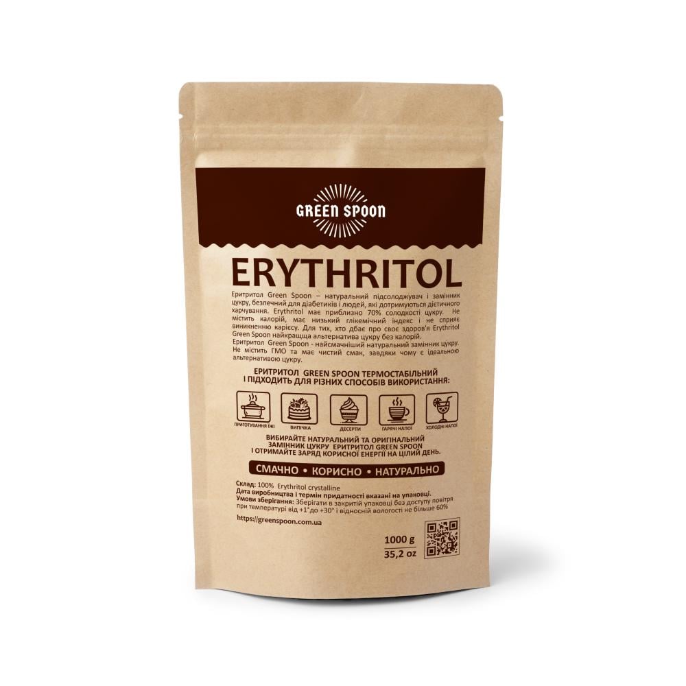 Еритритол замінник цукру Erythritol GREEN SPOON 1 кг - фото 2