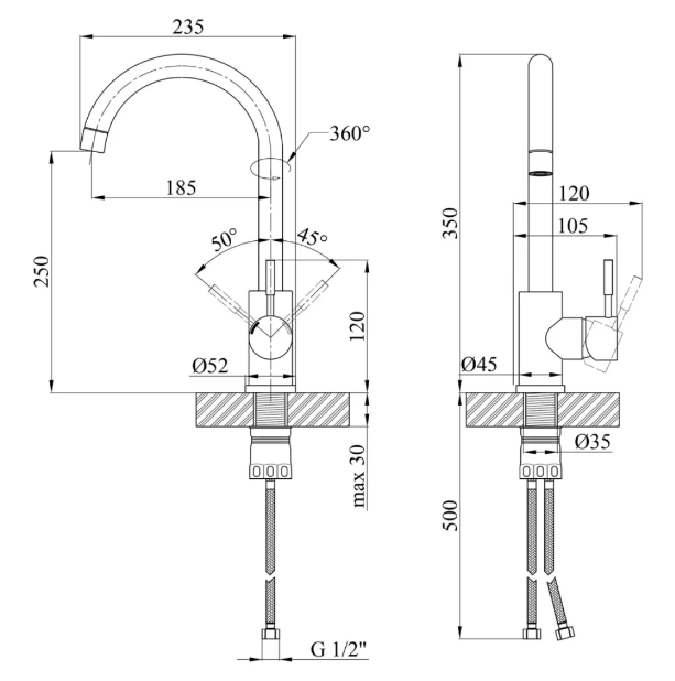 Мийка кухонна Derby KRP Brush 3в1/змішувач для кухні Kroner KRP Edelstahl Klassisch/дозатор (5843HM/ESG035) - фото 9