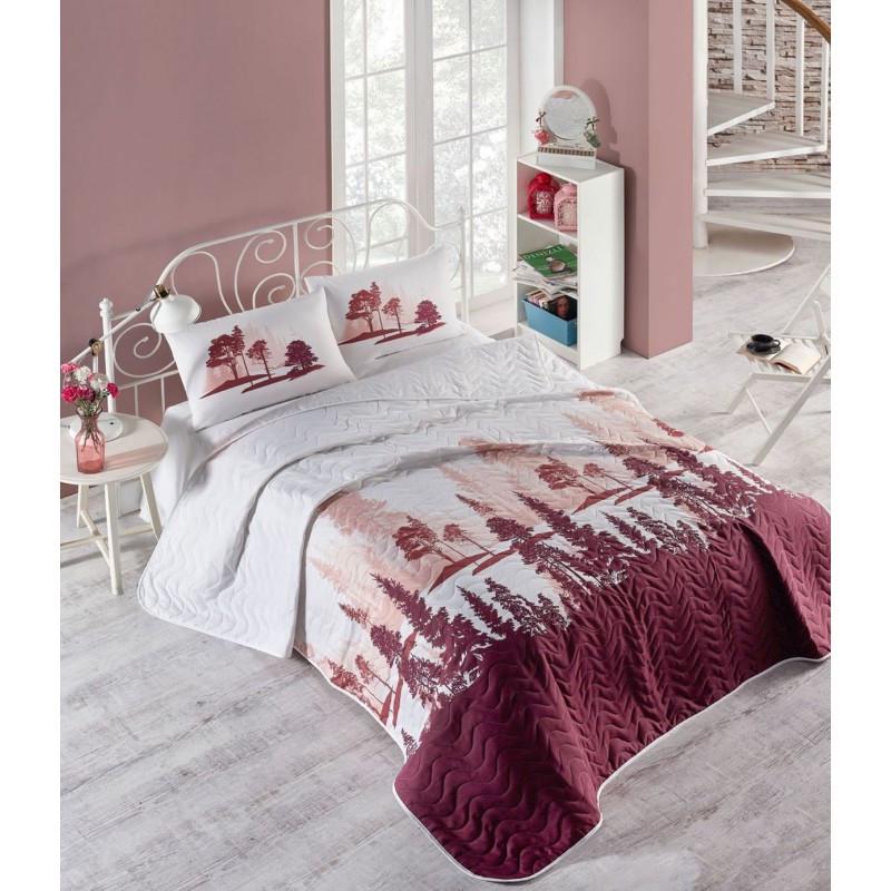 Покрывало стеганное с наволочками Eponj Home Doga bordo 200х220 Бордовый (svt-2000022233903)