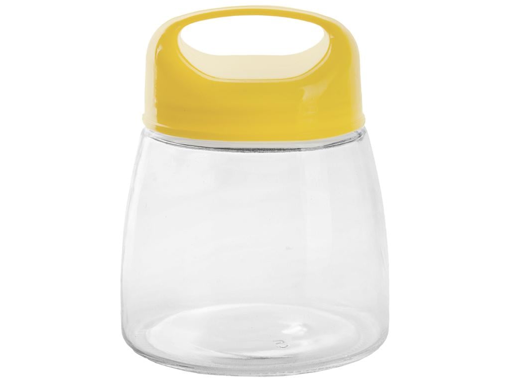 Емкость для сыпучих продуктов стеклянная 12,5х12,5х15 см 1 л Желтый (MSN-7027)