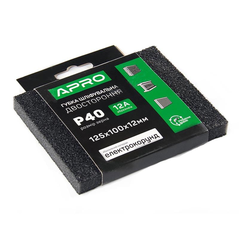 Губка шлифовальная Apro двусторонняя Р40 125х100х12 мм (828120)