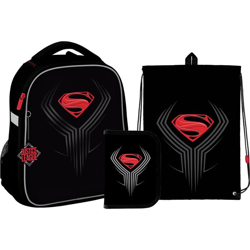 Рюкзак школьный для мальчиков KITE Education DC comics SET_DC22-555S ортопедический с пеналом и мешком Черный