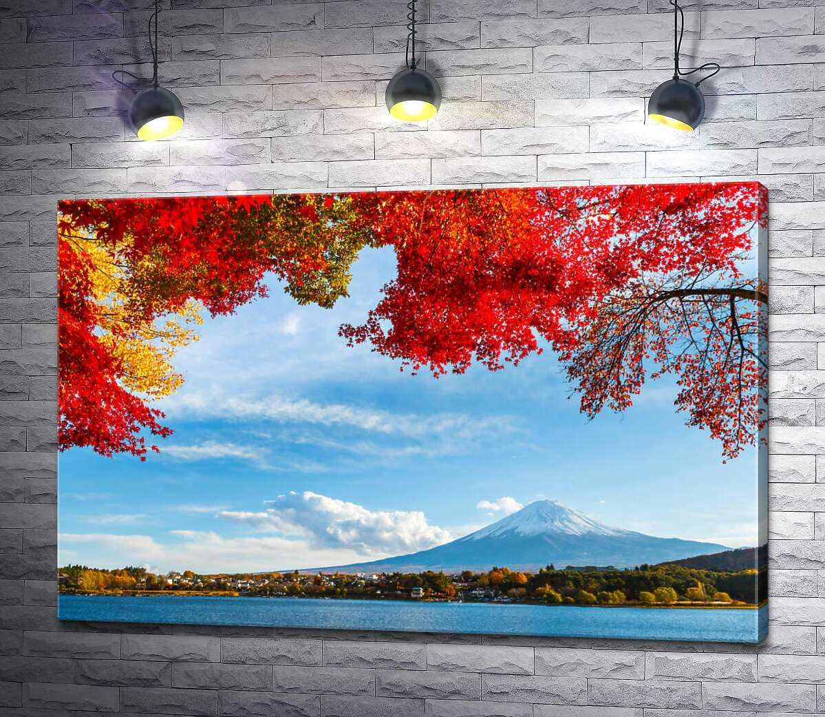 Картина ArtPoster Вид на гору Фудзи (Mount Fuji) из тени осенних деревьев 50x33 см Модуль №1 (002507)