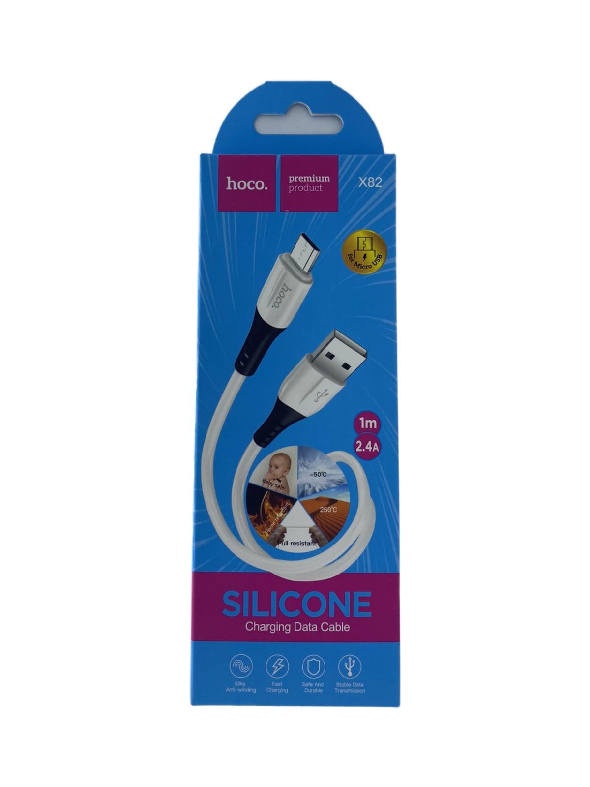 Кабель Hoco X82 microUSB to USB 2,4A 1,2 м Білий - фото 1