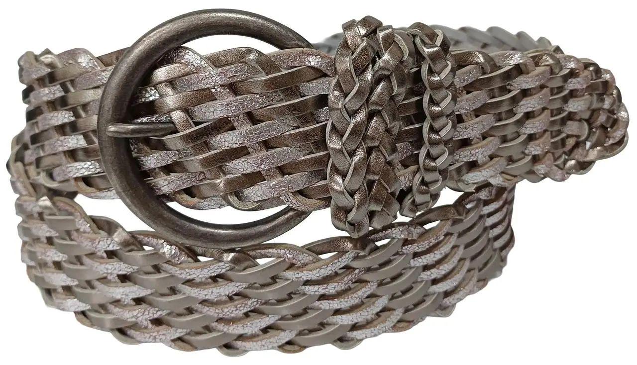 Ремінь жіночий Vanzetti натуральна шкіра 125х4,5 см Сріблястий (RMT323)
