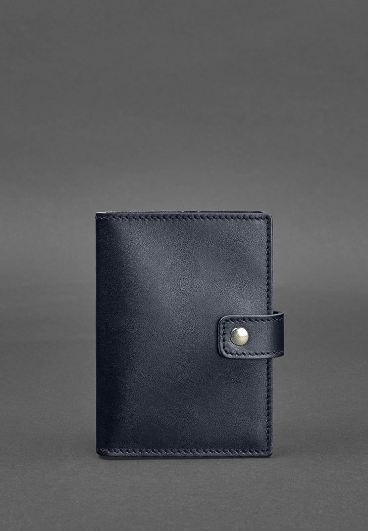 Обложка кожаная для паспорта 5.0 с окошком Краст Темно-синий (A-026734)