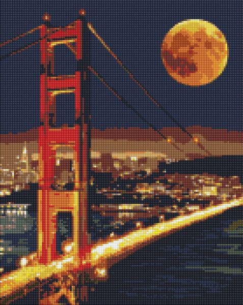 Алмазная мозаика на подрамнике Идейка Золотые Ворота с голограммными стразами AB 40x50 см (Id-AMO7739)