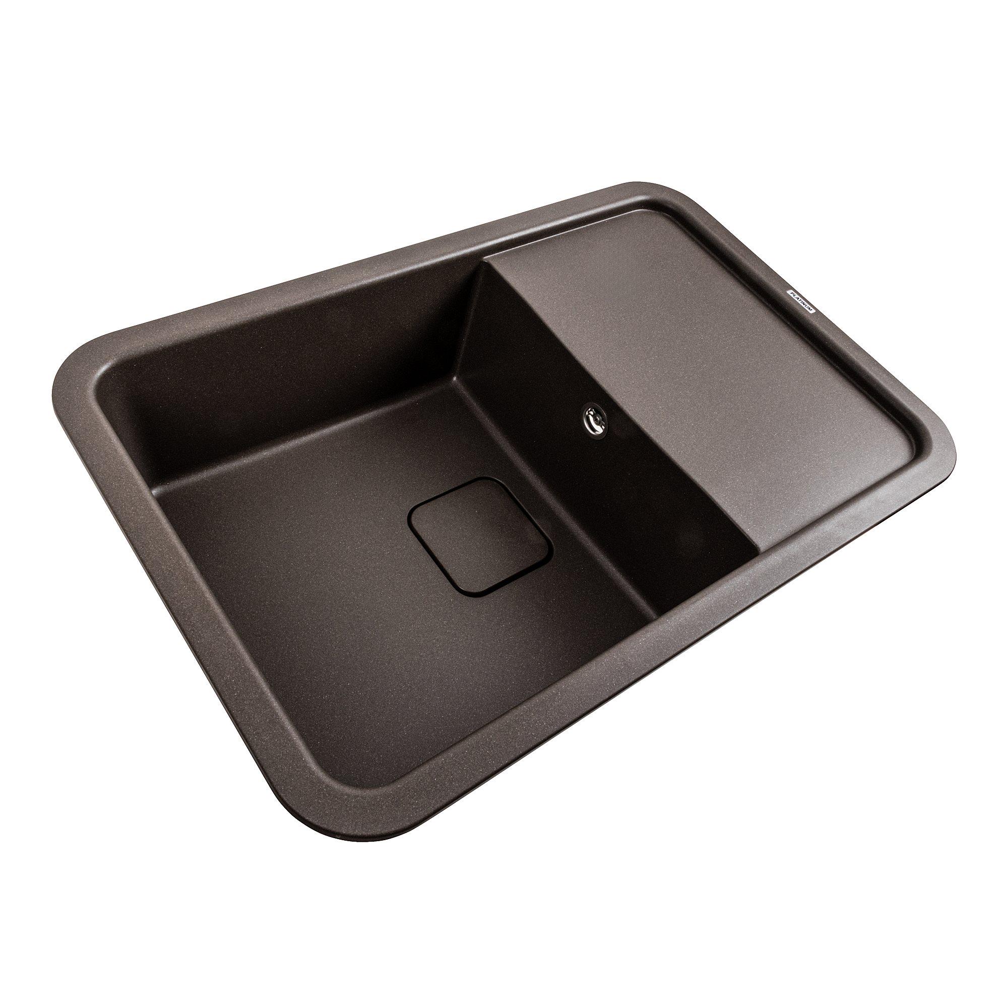 Мийка гранітна для кухні Platinum 7850 CUBE матова Темна скеля - фото 2 Мийка гранітна для кухні Platinum 7850 CUBE матова Темна скеля - фото 2