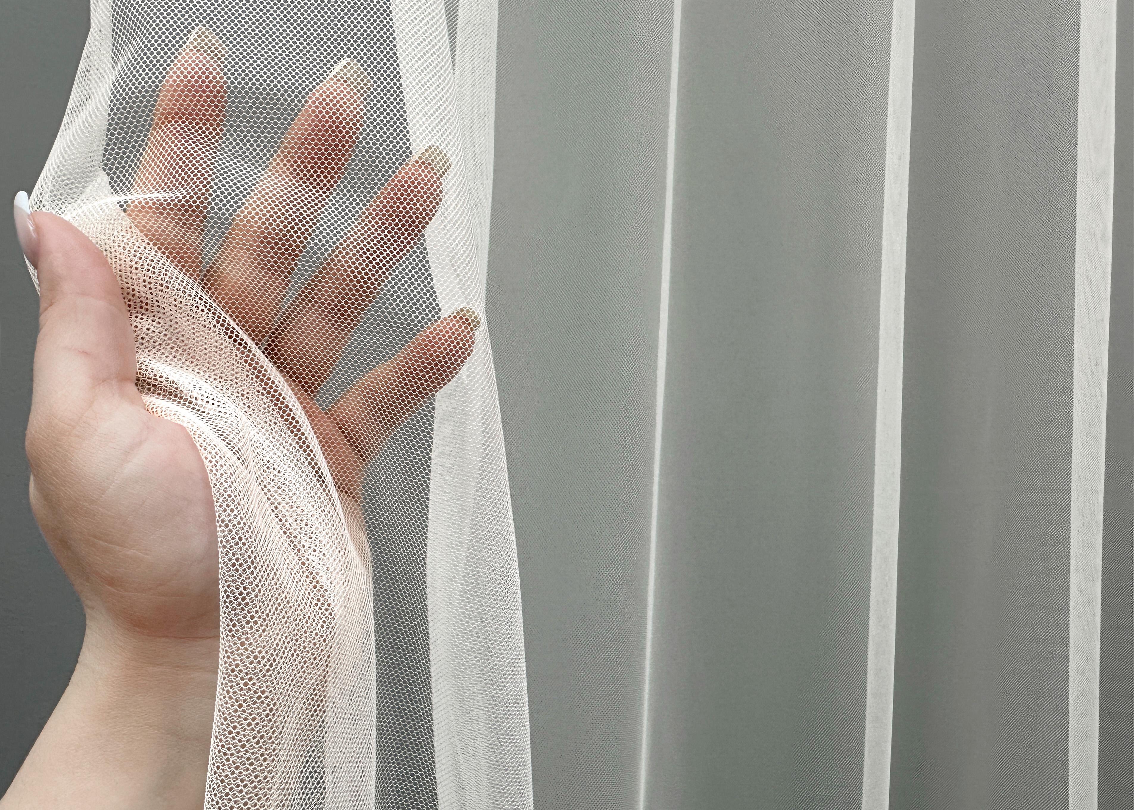 Тюль VR-Textil 1697т Грек-сетка с вышивкой и люрексом 300х270 см Молочный/Серый (42-0734) - фото 4