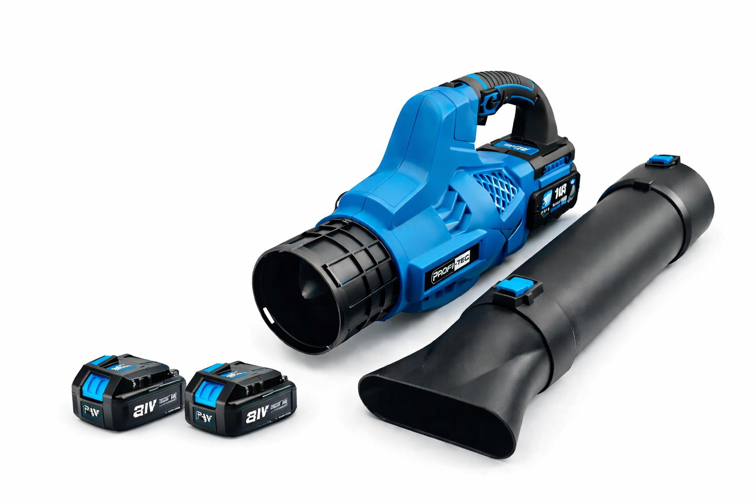 Воздуходувка для сбора листьев и снега с 2 аккумуляторами и насадкой для сдувания QIF-11F беспроводная Синий