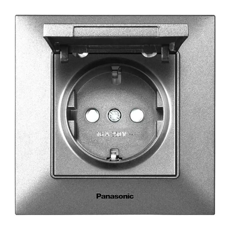 Розетка Panasonic Arkedia Slim одинарная с заземлением и крышкой Серебряный (23830975) - фото 1 Розетка Panasonic Arkedia Slim одинарная с заземлением и крышкой Серебряный (23830975) - фото 1
