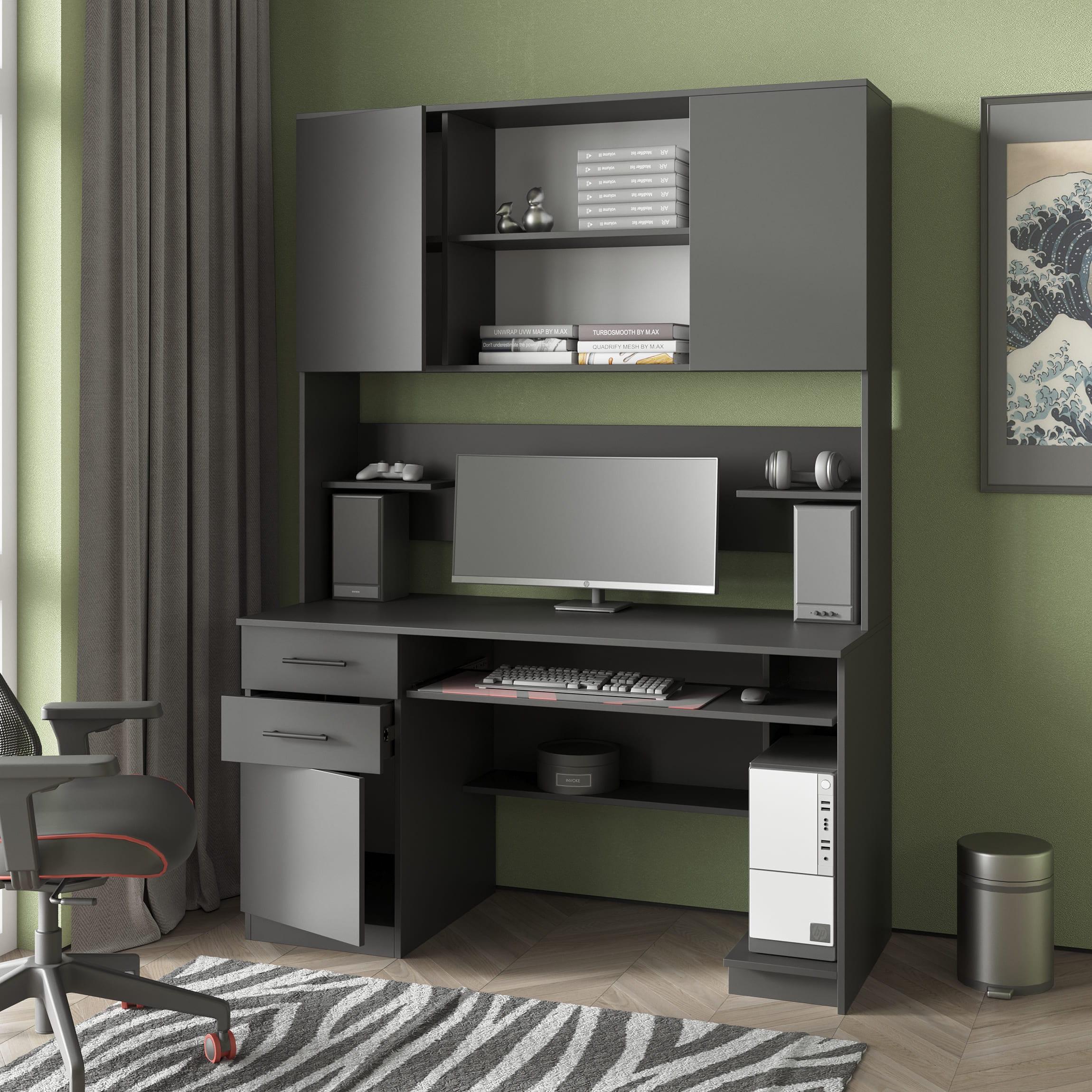 Письмовий стіл для комп'ютера №1 з тумбою та надбудовою Антрацит (380184) Письмовий стіл для комп'ютера №1 з тумбою та надбудовою Антрацит (380184)