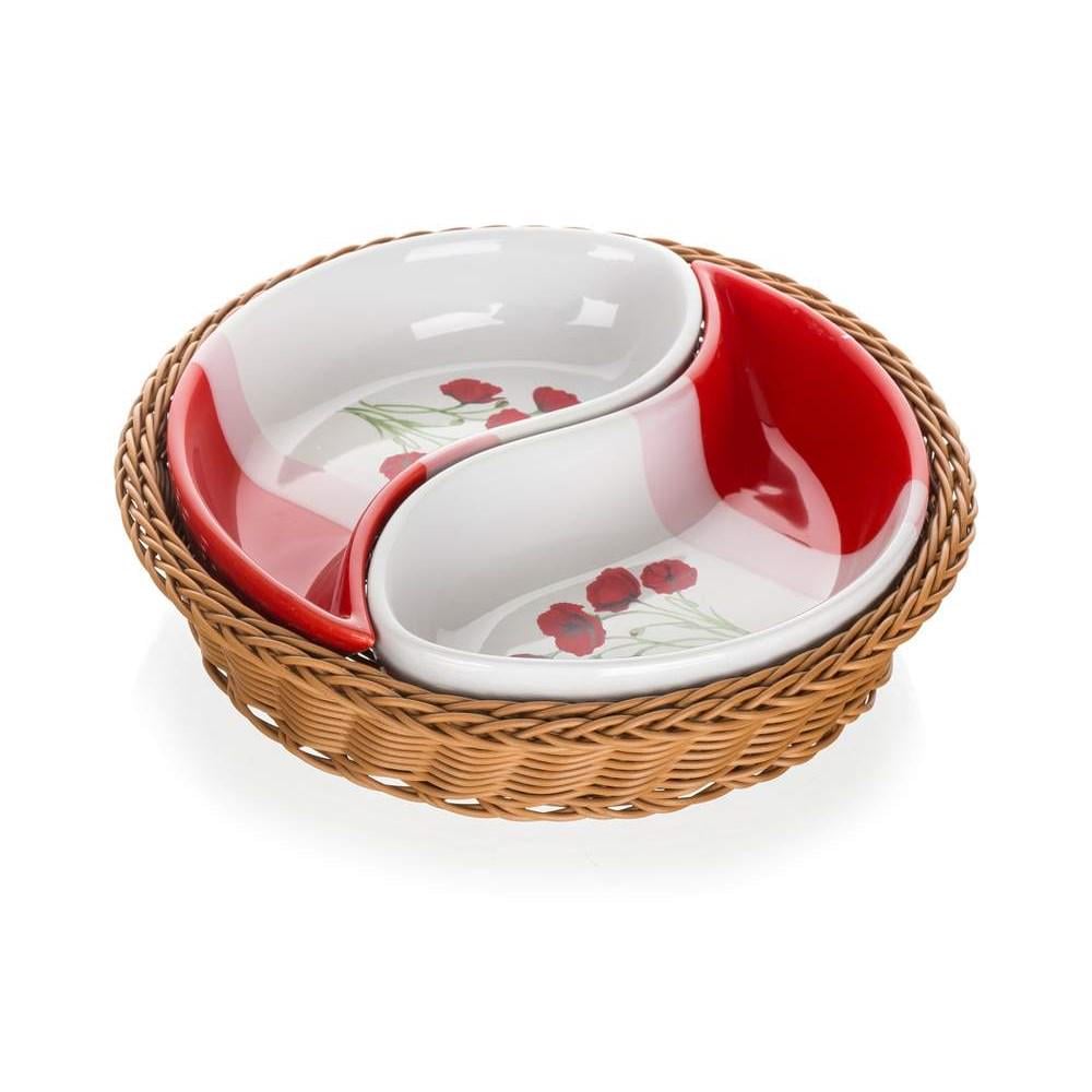 Набір сервірувальний Banquet Poppy у кошику 20,5 см 2 шт. Red (28293) - фото 1