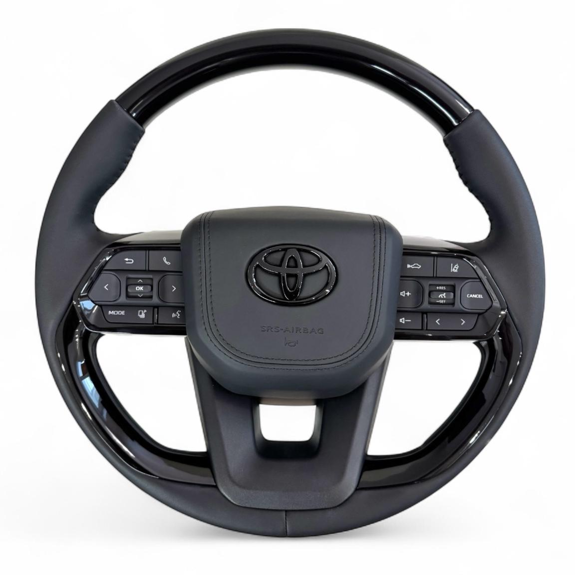 Кермо для Toyota Land Cruiser 200 Prado 150 з підігрівом в стилі LC300 зі шкіри Чорний глянець (28797033)