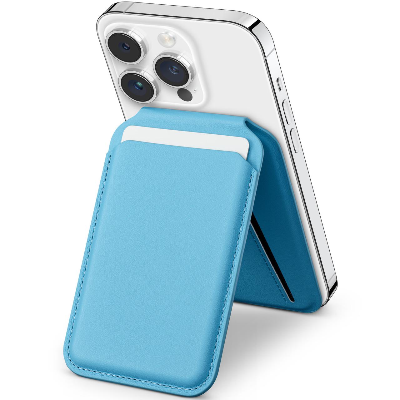 Кожанный магнитный бумажник, подставка для айфона Satechi Vegan-Leather Magnetic Wallet Stand, Blue (AP-MWSB)