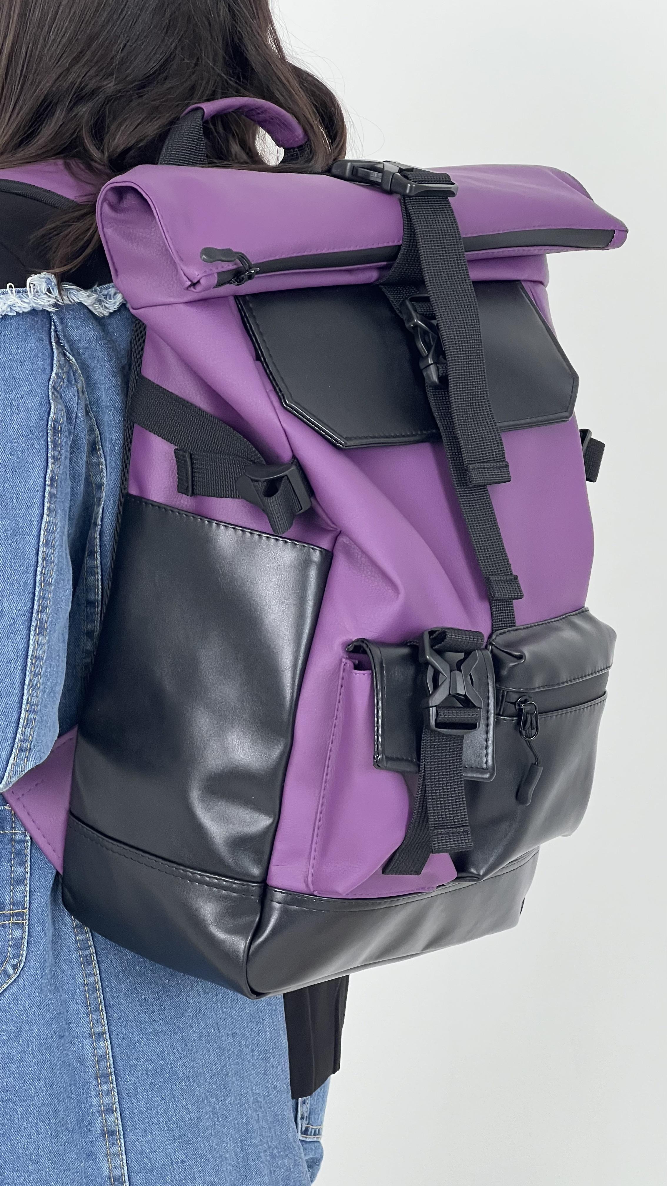 Рюкзак Tobeyou Rolltop для ноутбука из экокожи 25 л Фиолетовый (418448295)