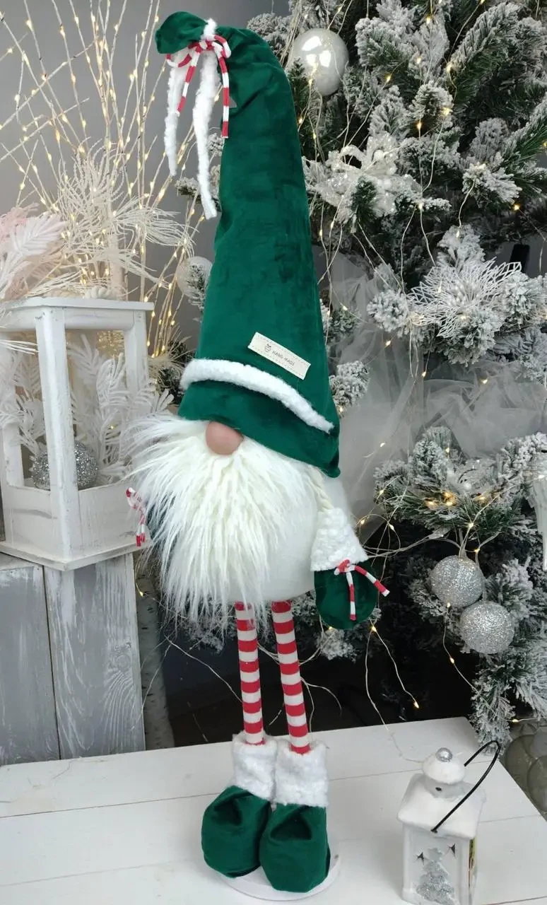 Игрушка новогодняя Хатинка Гном в шапке 75 см Зеленый (CNT00011368)