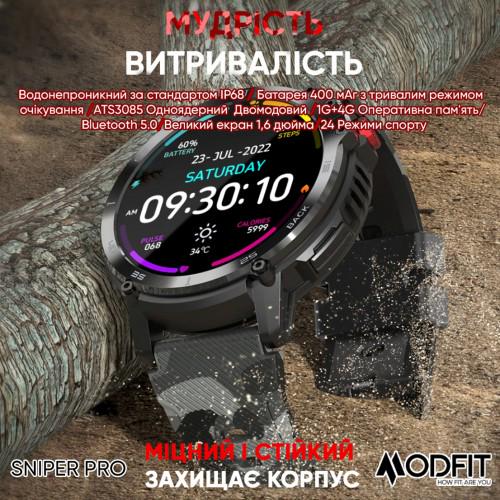 Смарт-годинник Modfit Sniper Pro All водонепроникний Black (18175106) - фото 6