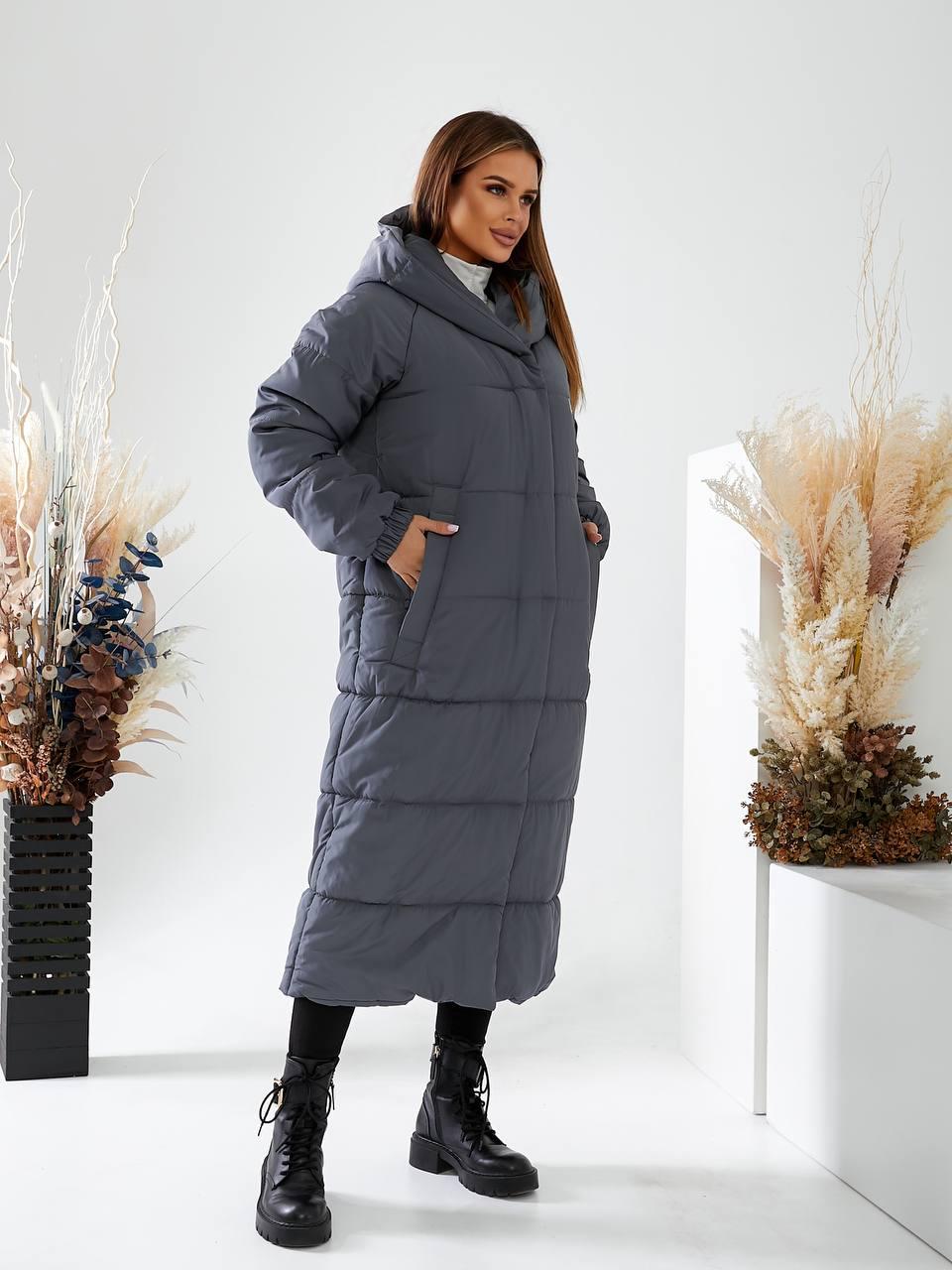 Куртка-пальто зимнее длинное Аiza А520 р. 42-44 Темно-серый (А520_42-44 графіт) - фото 4 Куртка-пальто зимнее длинное Аiza А520 р. 42-44 Темно-серый (А520_42-44 графіт) - фото 4