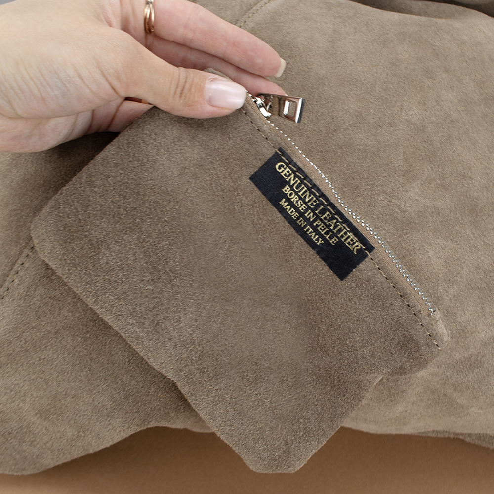 Сумка-шопер жіноча Virginia Conti 03801 замшева з гаманцем Темний тауп (2412988063) - фото 3