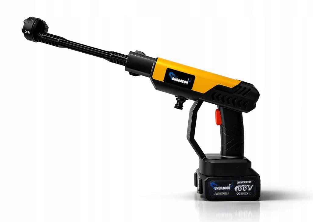 Мийка високого тиску акумуляторна Ondragon 66V 5Ah 2 акумулятори до 80 бар 6 режимів безщітковий двигун кейс
