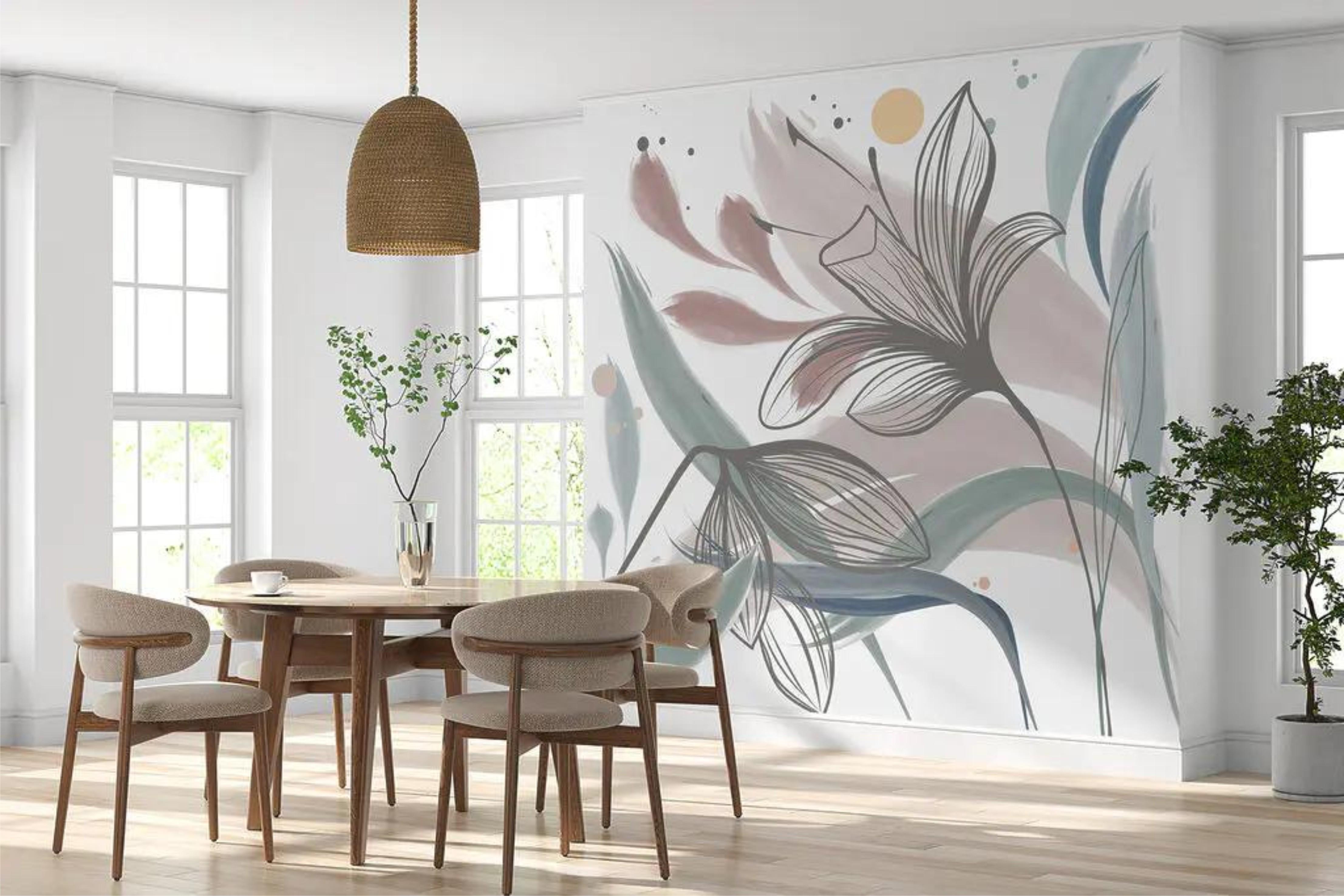 Фотообои Рисунок цветов Белый (000224)