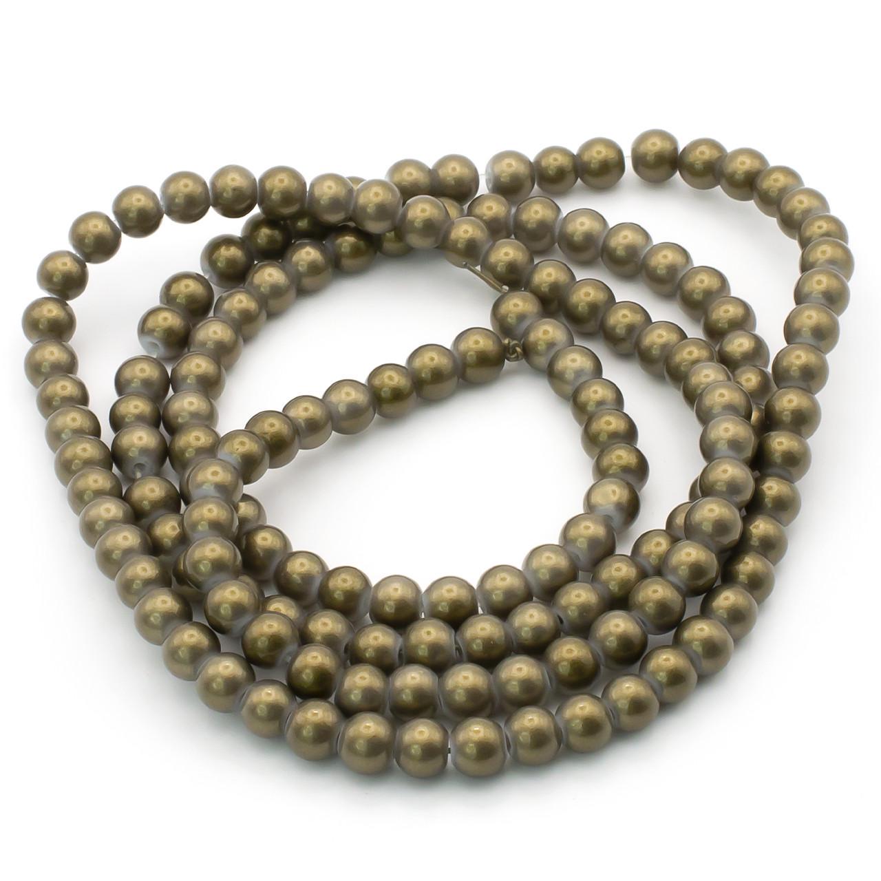 Бусины стеклянные перламутр 6 мм 80 см 145 шт. Бронзовый (БЖ0006п89) Бусины стеклянные перламутр 6 мм 80 см 145 шт. Бронзовый (БЖ0006п89)