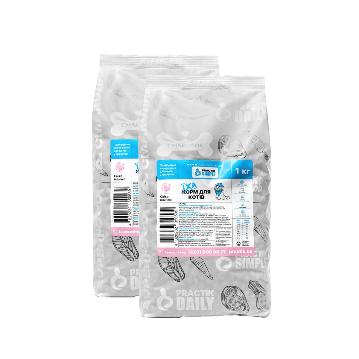Корм для котів Practik Simple Суперпреміум з Свіжою Індичкою 2 кг (2CTS539)