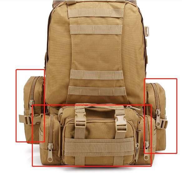 Рюкзак тактичний водонепроникний Molle комбінований 55 л 600D з 3 підсумками Койот - фото 2 Рюкзак тактичний водонепроникний Molle комбінований 55 л 600D з 3 підсумками Койот - фото 2