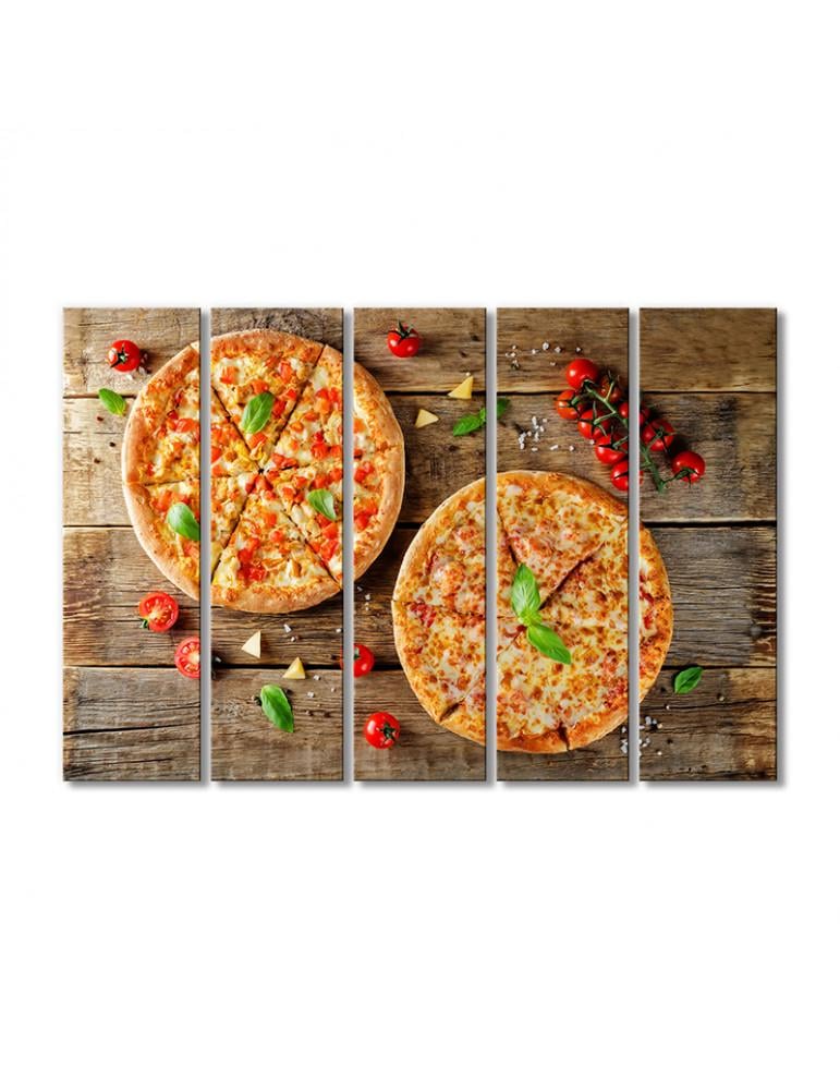 Картина модульная Роман двух пицц 5 модулей 90x135 см