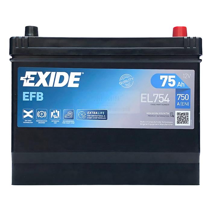 Аккумулятор автомобильный EXIDE START-STOP EFB EN EL754 6СТ-75Ah 750A (154885)