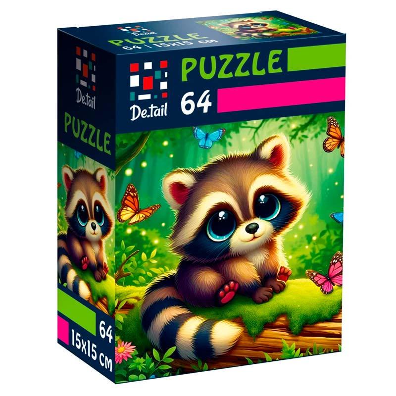 Пазл De.tail Енот с бабочками 64 дет. (DT1234-12) Пазл De.tail Енот с бабочками 64 дет. (DT1234-12)