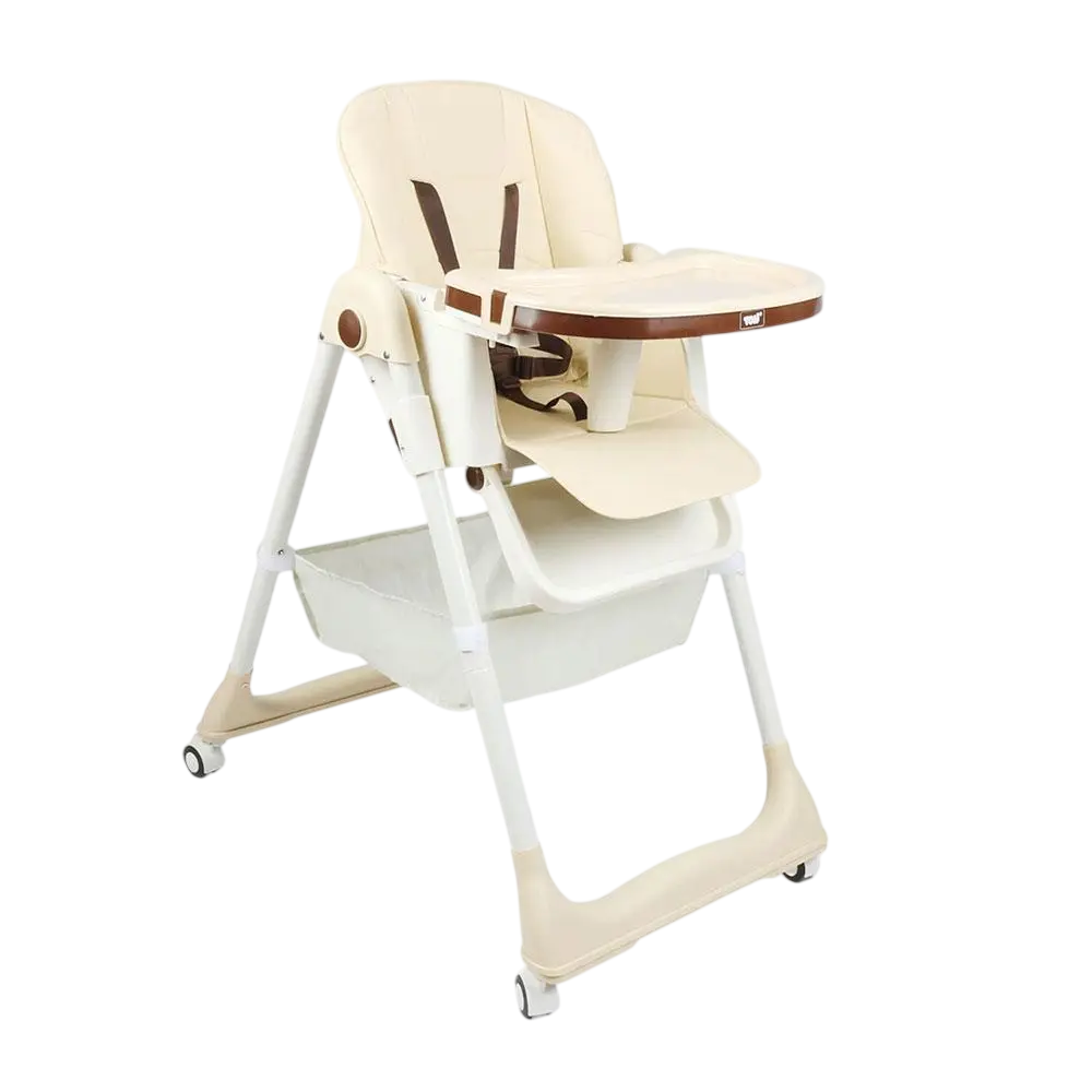 Стільчик дитячий для годування Toti 79118 на колесах з комбінованих матеріалів зі знімним столиком 56х60х101 см Бежевий (150-7-190340)