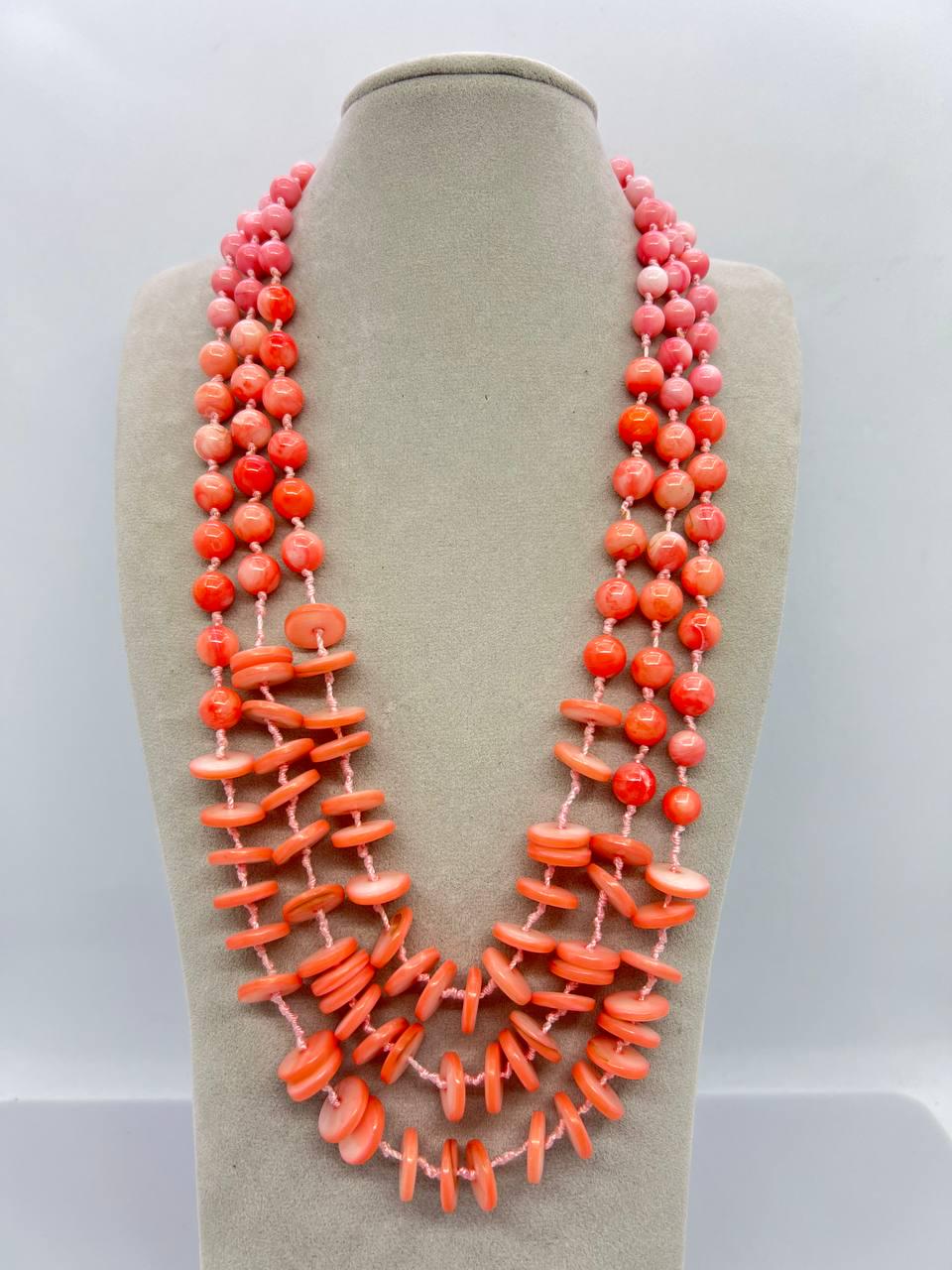 Бусы перламутр 50 см Оранжевый (10996)