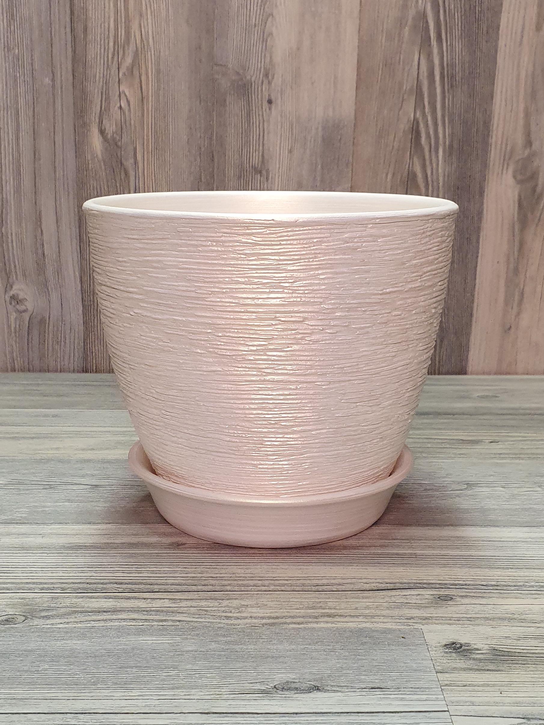 Горщик для рослин з піддоном 2 л Біло-золотий (5262) - фото 1 Горщик для рослин з піддоном 2 л Біло-золотий (5262) - фото 1