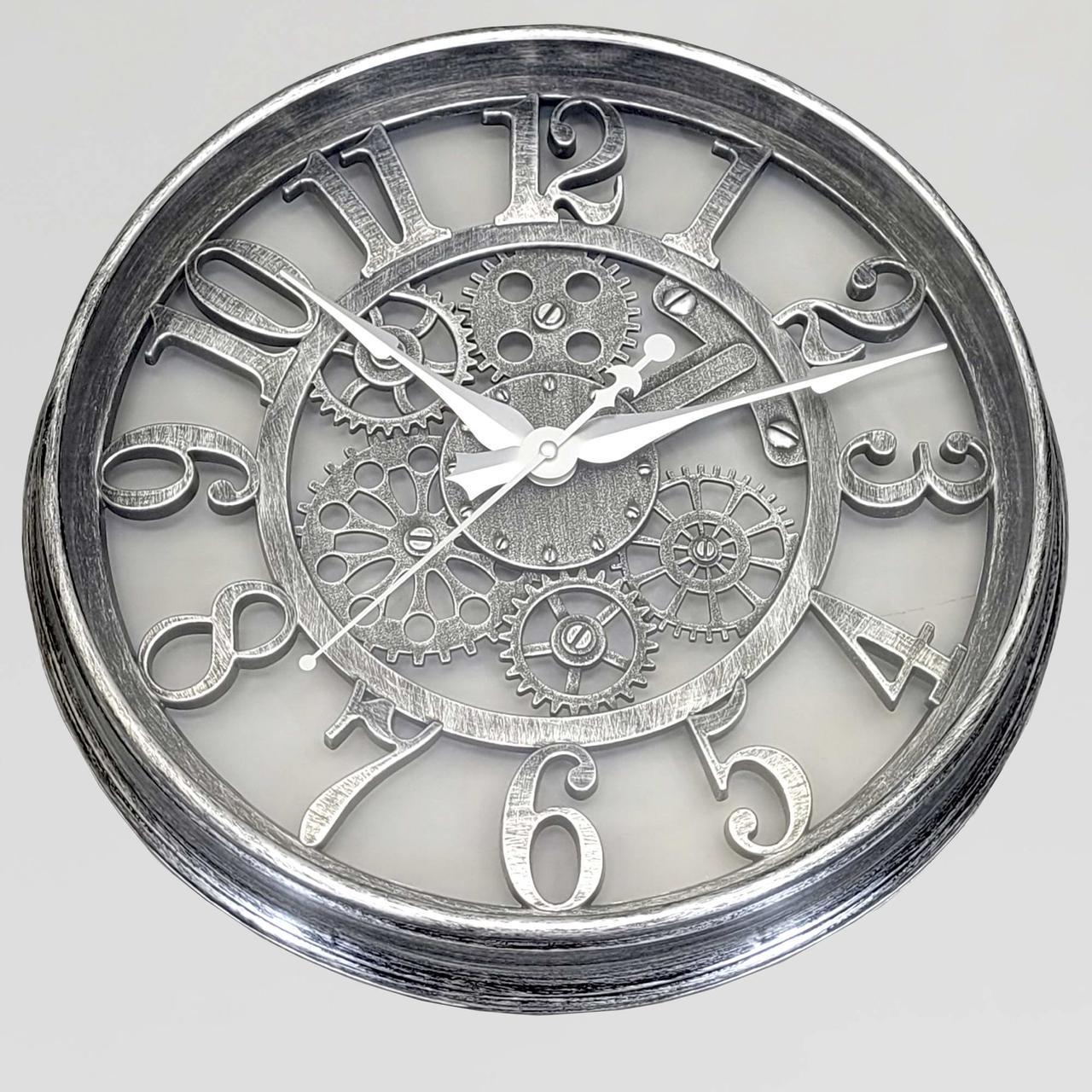 Годинник настінний безшумний OV-0030 40,7 см з відкритим механізмом шестернями/колещатками під старину (2861666925)