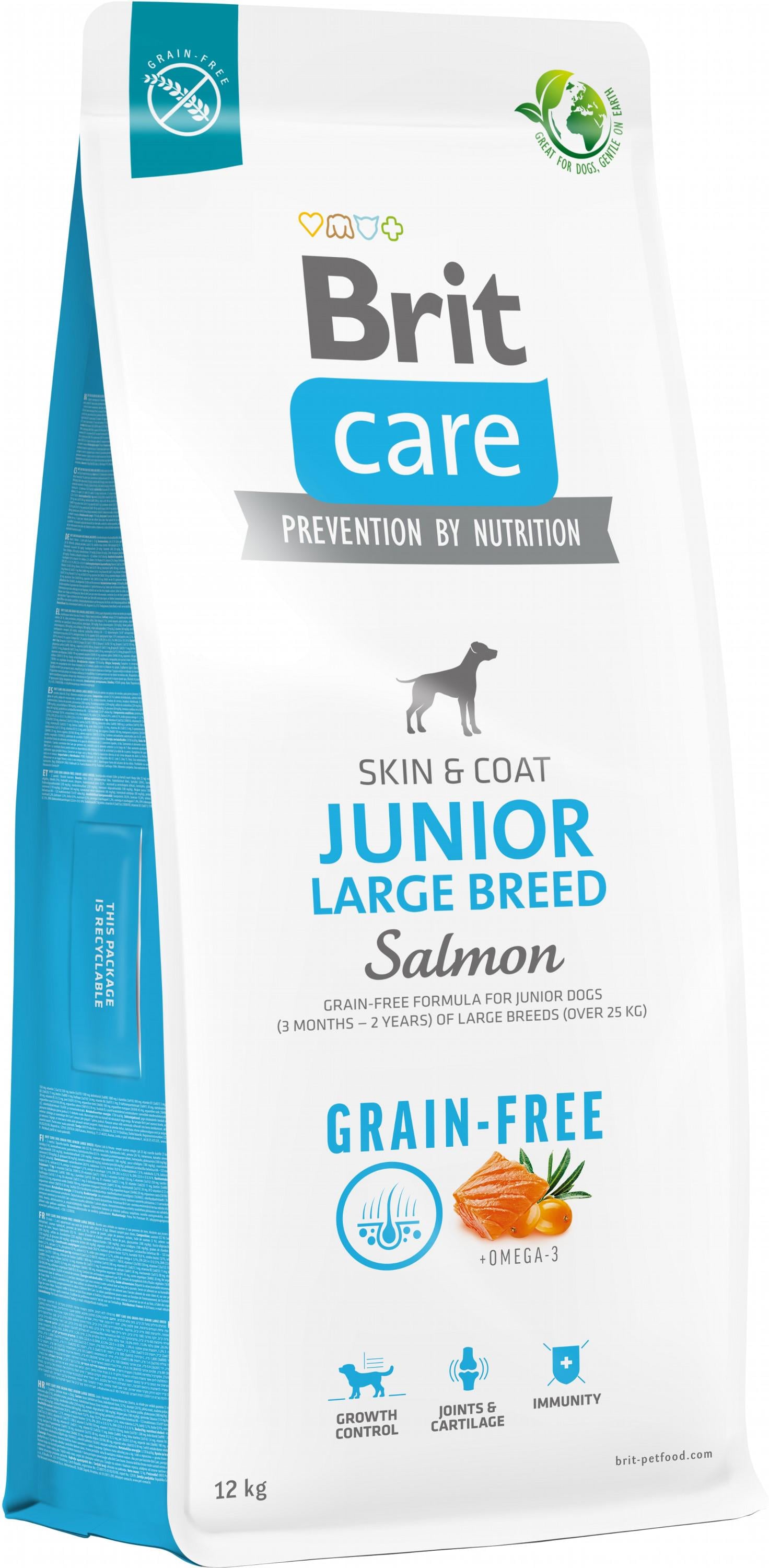 Корм для молодых собак больших пород Brit Care Dog Grain-free Junior Large Breed с лососем беззерновой 12 кг (8595602558865)