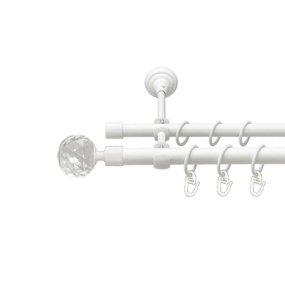 Карниз Orvit Люміера металевий дворядний відкритий гладка труба кільце металеве 19/16 мм 160 см Арктіс (00-00021233)