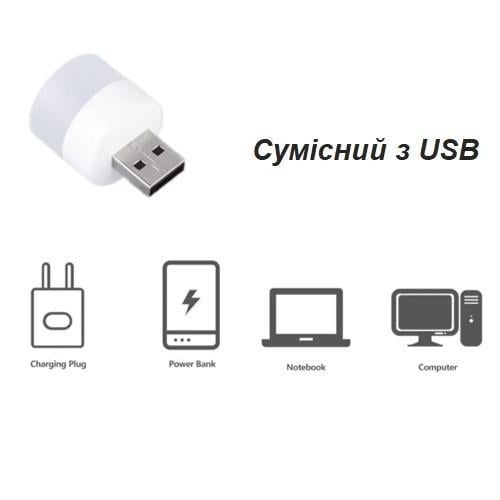 Лампа Mini USB 1,1 W CW 5 V холодне світло - фото 2