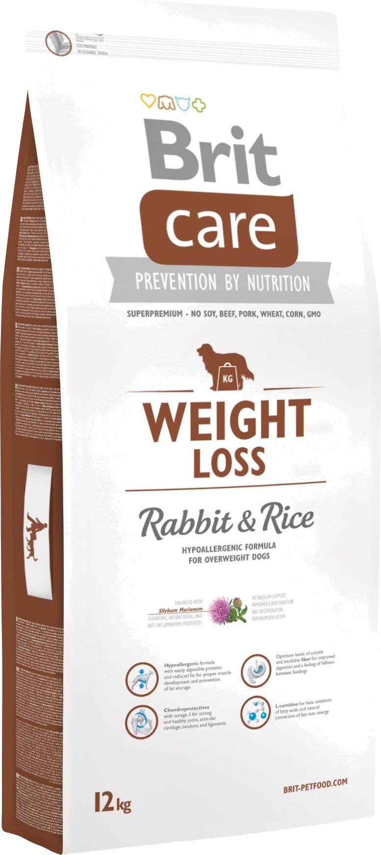 Сухой корм для собак с лишним весом Brit Care Weight Loss Rabbit & Rice 12 кг (8595602510313)