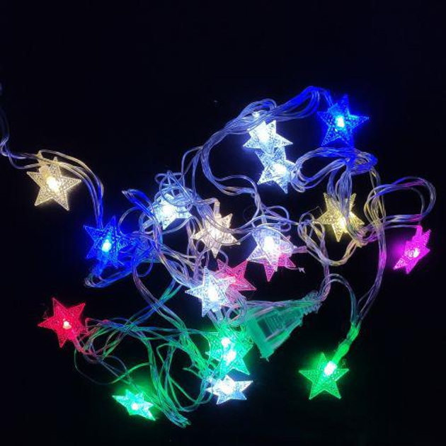 Гирлянда Звездочки 20 LED 220V 4 м Разноцветный (3851)