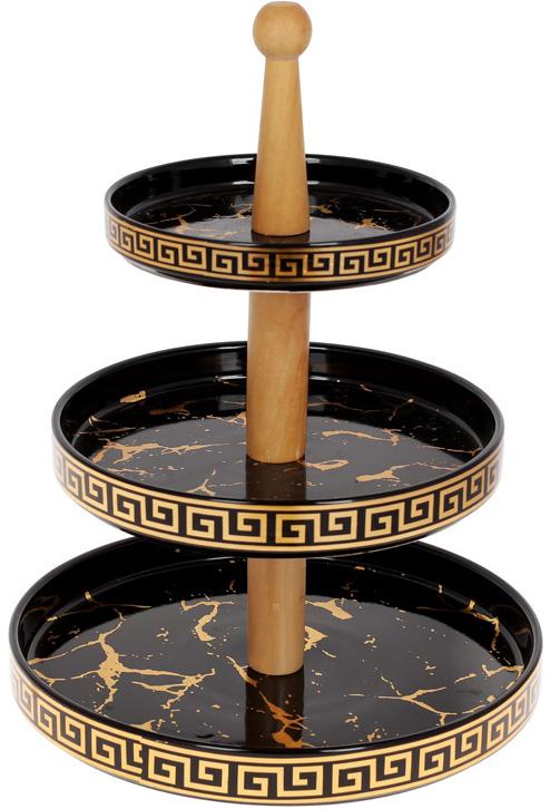 Блюдо-фуршетна стійка Мармурова Розкіш 25 см 3-х ярусне Чорний мармур (BD-954-512) Блюдо-фуршетна стійка Мармурова Розкіш 25 см 3-х ярусне Чорний мармур (BD-954-512)