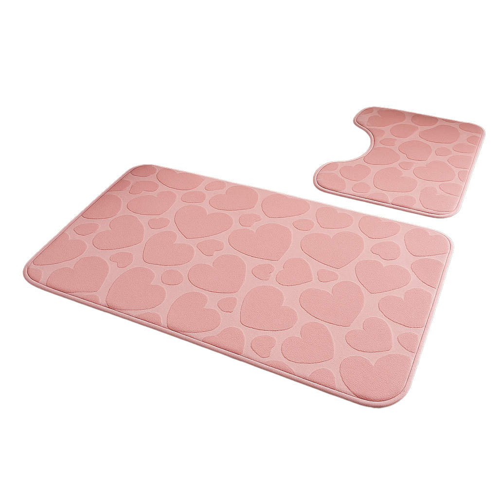 Набір килимків для ванної кімнати 3D Сердечки з гумовим покриттям 2 шт. Рожевий (28766961) - фото 3 Набір килимків для ванної кімнати 3D Сердечки з гумовим покриттям 2 шт. Рожевий (28766961) - фото 3