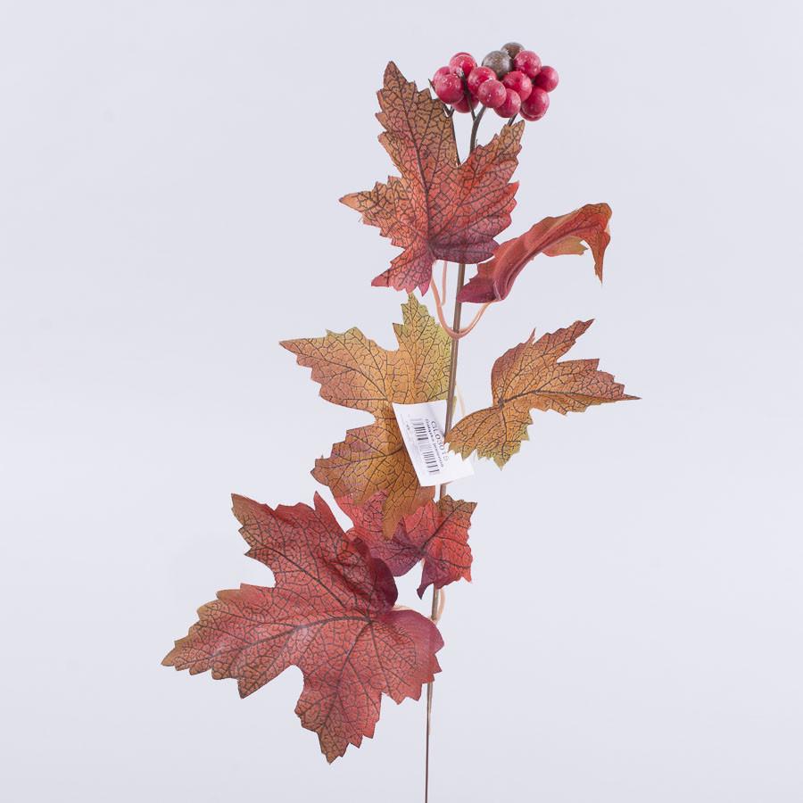 Ветка листья кленовые с ягодами Коричневый (2479-3)