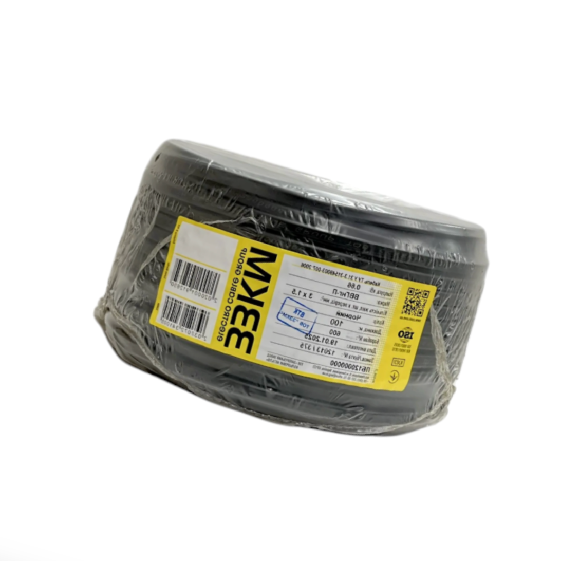 Кабель мідний ЗЗКМ ВВГнг-П плоский вогнестійкий ПВХ оболонка 3х1,5 мм² 100 шт. (ІНГПВВГ-нг-П-3х1,5-ЗЗКМ)