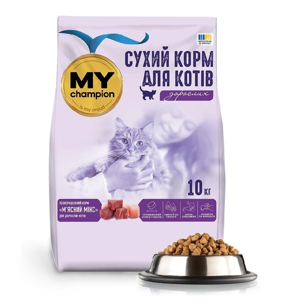 Корм сухой полнорационный MY champion Мясной микс для кошек 10 кг (2998382304) Корм сухой полнорационный MY champion Мясной микс для кошек 10 кг (2998382304)